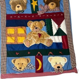 Bear Creations 3D‎ Plush Quilted Patchwork Teddy Bear Throw Blanket 48x58 Read*